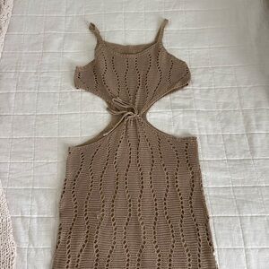 Knit Cutout Dress in Tan